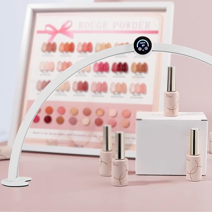 LED Half Moon Nail Desk Lamp for Professionals Smart Display 3000-6000k 45w Adjustable Brightness, Color Temperature Led Light for Nails Desk Lamp 29.5IN