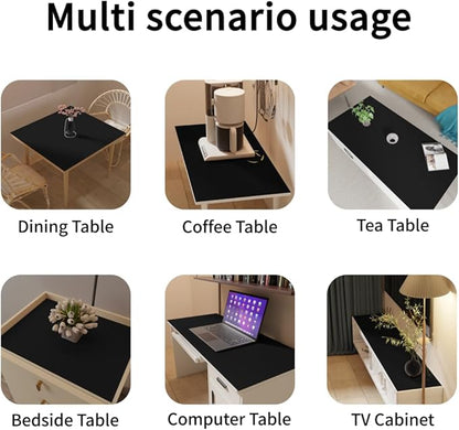 Table Mats - 38x78 Inch Waterproof Easy to Clean Can Conceal Flaws Protector The Table Top from Scratches Used for Dining (Black+Black 38x78)
