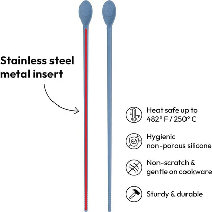 Carrotez Silicone Cooking Chopsticks, Long (12 inch) Reusable Chopsticks for Cooking, Heat Resistant, Non-Scratch, Gentle on Cookware, 1 pair - Blue