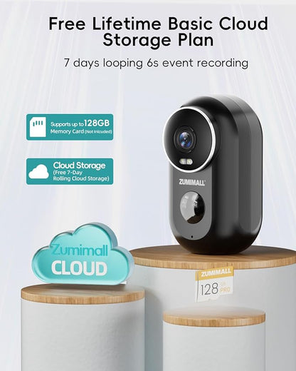 ZUMIMALL Solar Security Cameras Wireless Outdoor, 2K Outdoor Camera Wireless Solar Powered, 2.4G WiFi Battery Camera, 3MP Color Night Vision, Magnetic Mount,Siren,PIR/AI Analyse, IP66, Cloud, Alexa