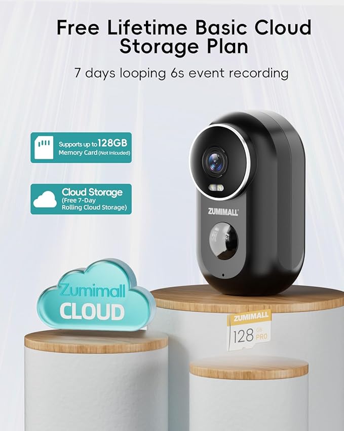 ZUMIMALL Security Cameras Wireless Outdoor,2K Cameras for Home Security, Outdoor/Indoor Camera Battery Powered, 2.4G WiFi, Magnetic Mount,3MP Color Night Vision/Siren/PIR/AI/Cloud/Alexa