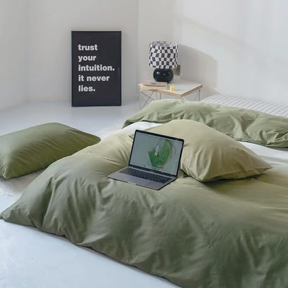 Gradient Green Comforter Set Ombre White Green Bedding Set King Women Aesthetic Comforter 3 PCs Green Color Bed Comforter Set King Gradient White and Green Comforter Set King Size