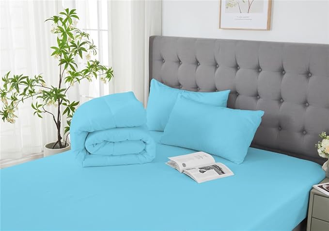 3 Piece Solid Color All Season Bedding Comforter Set Microfiber Soft Lightweight Bedding Set for Kids Teens Adults Room Decor with 1 Comforter and 2 Pillowcases Queen