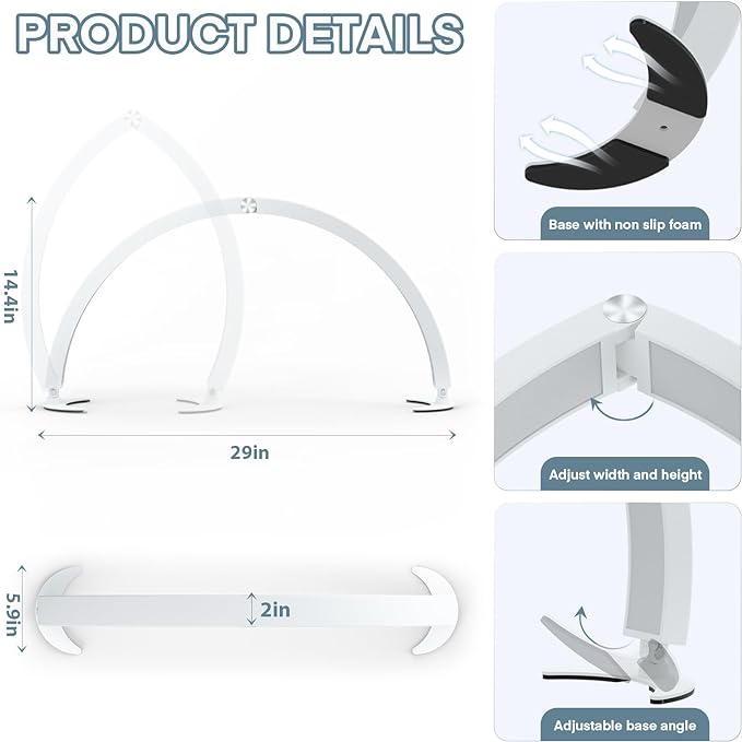 MYSWEETY Half Moon Light for Desk, 29'' 40W Led Nail Tech Desk Lamp, Half Moon Table Lamp with Remote, Stepless Dimming Color Temperature, Lash Light for Eyelash Extensions, Tattoo, Beauty