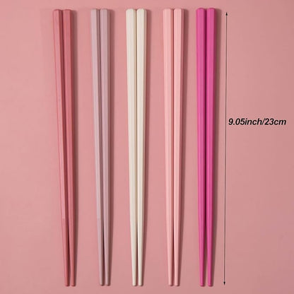 Chopsticks Reusable Dishwasher Safe, Slivek Premium Japanese Chinese Korean Chopstick, Non-slip, Lightweight, 9.05 inches - Macaron Pink Chop Sticks, 5 Pairs