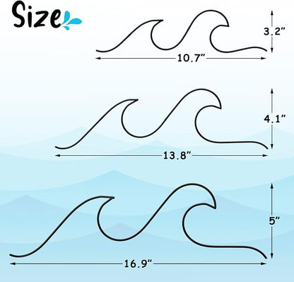Qmetalart Wave Wall Decor Black Metal Wire Wall Art Ocean Coastal Sea Beach Pictures Surf Nursery Themed Hanging for Home Living Room Sum-mer Seaside Decoration for Bedroom Bathroom