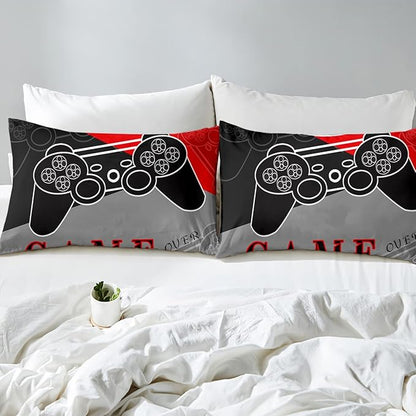 Gaming Bedding Sets for Boys Bedroom Fluffy Video Gamer Comforter Set Twin Size Black Red Game Controller Beddings for Kids Teens 1 Comforter and 1 Pillowcase