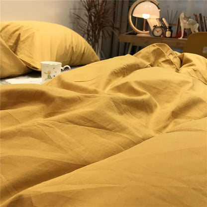 Mustard Yellow Comforter Sets Full Pure Deep Dark Yellow Bedding Set 3 Pieces Women Men Ginger Yellow Comforter Sets Lightweight Durable Yellow Blanket Full Quilts Breathable Bed Comforter Set