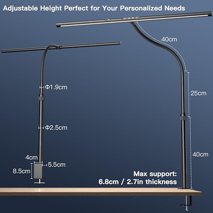 Desk Lamp, 31.5" LED Desk Lamp for Home Office,Gesture Sensing Control Desk Light, Dimmable & Color Temperature, Eye-Caring Office Lamp, Brightest Architect Lamp for Screen/Workbench