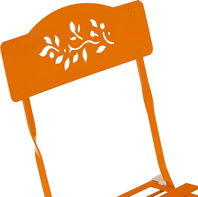 Alpine Corporation Indoor/Outdoor 3-Piece Bistro Set Folding Table and Chairs Patio Seating, Each, Orange