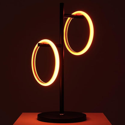 Brightech Saturn Modern Color Changing Table Lamp - Desk Tree LED Lamp Perfect for Living Room Decor - Beautiful RGB Color Gradient and 2 LED Lights for Bedroom, Office, Reading - Black
