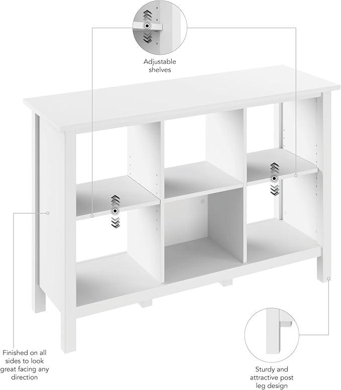 Bush Furniture Broadview 6 Cube Organizer in Pure White