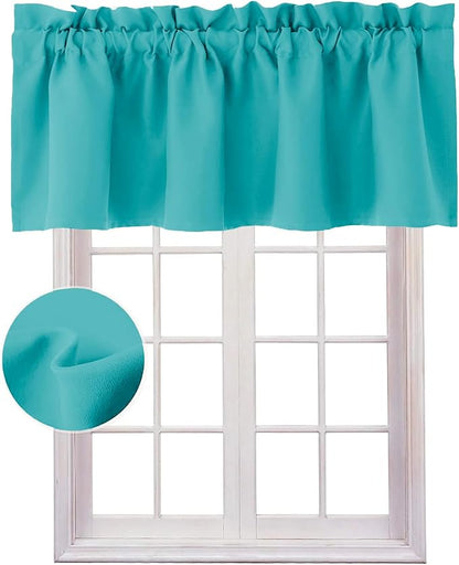 Hiasan Blackout Valance Curtains for Solid Room Darkening Rod Pocket Valances for Windows, 52 x 18 Inches Length, Turquoise, 1 Panel
