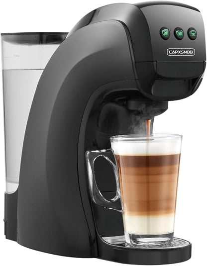 Warriors1 4-in-1 Coffee Maker & Espresso Machine for Pods & Ground, 20 Bar | Fits K Cup/Nespresso/Dolce Gusto Pods/Ground, 3 Cup Sizes & Custom Vol/Temp, 5.3" W for Kitchen/Office/Dorm, Durable PA66+GF