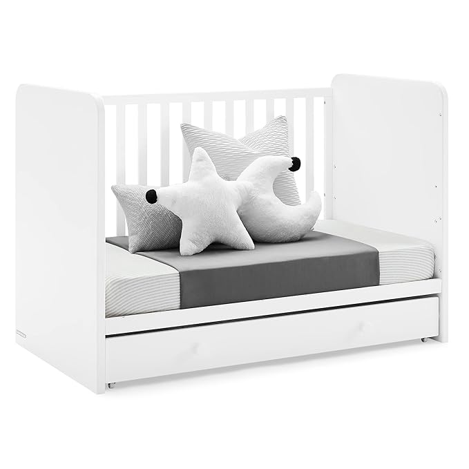 Delta Children babyGap Graham 4-in-1 Convertible Crib with Storage Drawer + Brannan Bear Bookcase with Bins + Brannan Bear Wall Shelf with 4 Hooks, Bianca White (Bundle)