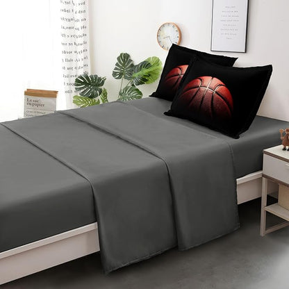 Teenage Boy Bedding Sets Full Size 5 Pieces Basketball Comforter Set for Boys Bed in a Bag Set, Basketball Bedding Full, Red Black