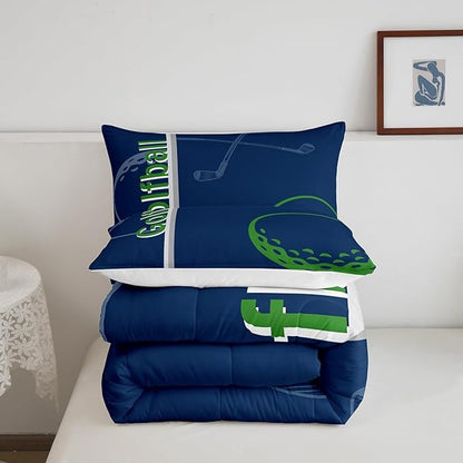 Feelyou Kids Golf Comforter Set Twin Size Ball Sports Bedding Set for Boys Girls Teens Bedroom Decor Golf Ball Lover Comforter Women Men Ball Games Duvet Set with 1 Pillow Case