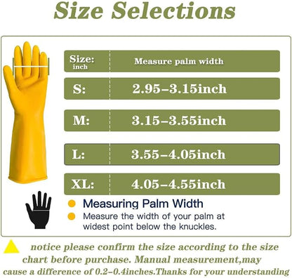 8 Pairs Reusable Household Cleaning Gloves, Rubber Kitchen Dishwashing Gloves,Extra Thickness, Long Sleeves, for Washing Dishes, Pet Care(Large, Yellow)