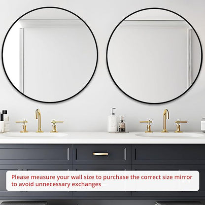 Fabuday Black Round Mirror 39 Inch - Big Circle Wall Mirror for Bathroom, Living Room, Hallway, Entryway, Matte Aluminum Frame Large Circular Mirrors for Wall Decor