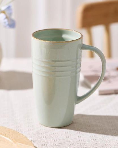 famiware Jupiter Large Coffee Mug, 20oz Coffee Mug with Lid, Ceramic Mugs Set of 4, Cup Set with Handle for Latte, Tea, Cocoa, Milk, Microwave and Dishwasher Safe, Light Blue and Light Green