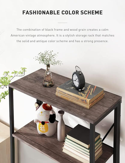 Bookshelf,4-Tier Folding Bookcase,Industrial Book Shelf,Rustic Wood Storage Shelves,Tall Bookshelf,Shelves For Bedroom,Office,Kitchen,Living Room,Study Room,No Assembly Folding Bookshelf,Black