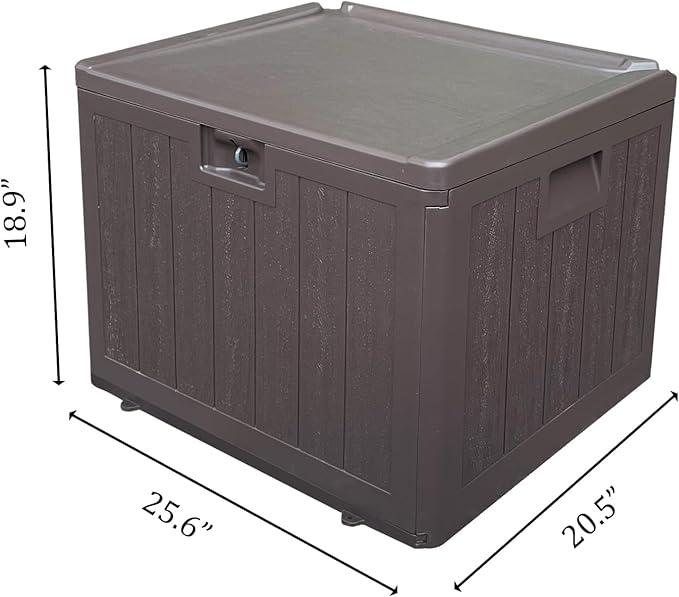 Premium Pro Edition 35 Gallon Lockable Resin Deck Box, Waterproof & UV-Resistant Outdoor Storage Box for Outdoor Storage, Garden Tools & Pool Accessories Storage, Brown