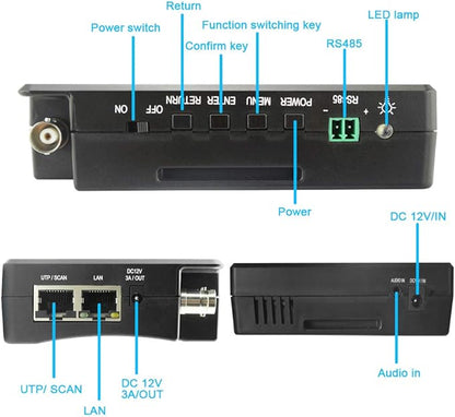EVERSECU 5 in 1 CCTV Tester Support Up to 4K IP Camera & 720P/1080P/3mp/4mp/5 Megapixel AHD, TVI, CVI & CVBS Analog Camera, 4" Touch Screen Security Video Monitor, POE Out, IP Scan, UTP Cable Test