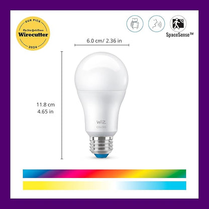 WiZ Connected 60W A19 LED Smart Light Bulbs - Connects to Your Wi-Fi - E26 Smart Bulb - Control with Voice or App + Activate with Motion - Matter Compatible - 2 Pack