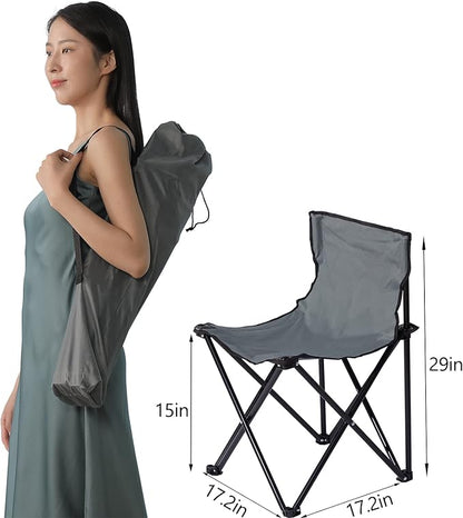 ZONEMEL Portable Fast Folding Chair, Ideal for Sauna, Fishing, Lightweight Compact Backpack Chairs, Grey