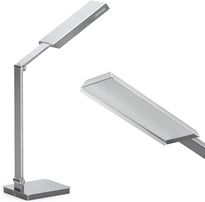 LEPOWER Bright LED Desk Lamp - 900LM 24W Touch Control Desk Light with Dual USB Charging Ports, Eye-Caring Table Light with 50 Dimmable Lighting Modes & 3 Modes Timer for Home, Office, Study, Dorm