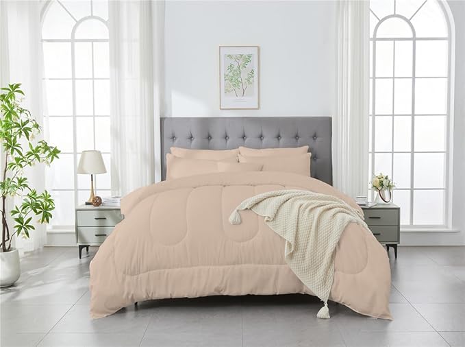 3 Piece Solid Color All Season Bedding Comforter Set Microfiber Soft Lightweight Bedding Set for Kids Teens Adults Room Decor with 1 Comforter and 2 Pillowcases Twin