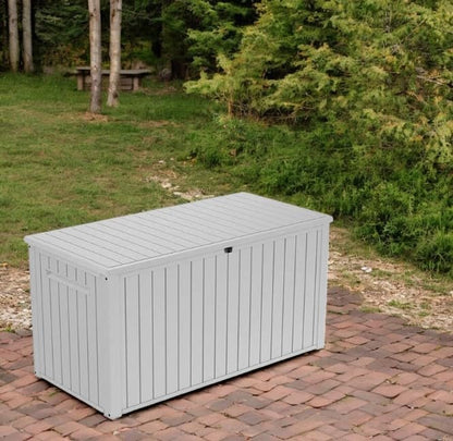 Outdoor/Indoor Storage Deck Box, 170 Gallon Capacity, Weather-Resistant Resin, White