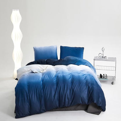 Wellboo Gradient Blue Velvet Comforter Twin Fluffy Blue White Bedding Comforters Women Men Ocean Sea Blue Velvet Quilts Modern White and Sky Blue Gradient Flannel Bed Abstract Art Watercolor Comforter
