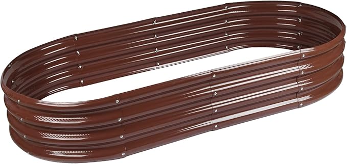 Raised Garden Bed Galvanized Planter Box Outdoor, Rot-Resistant Metal Garden Bed Planter for Vegetables Flower Herb (2- Brown)