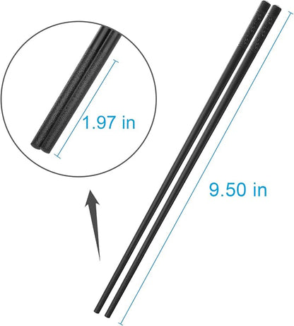10 Pairs Fiberglass Chopsticks Family Set, ONEHERE Reusable Chinese, Japanese, Korean Chop sticks, Dishwasher Safe, Non-slip, for Sushi, Noodles, Food, Hotpot& Cooking, 9.5 inches, Classic Black