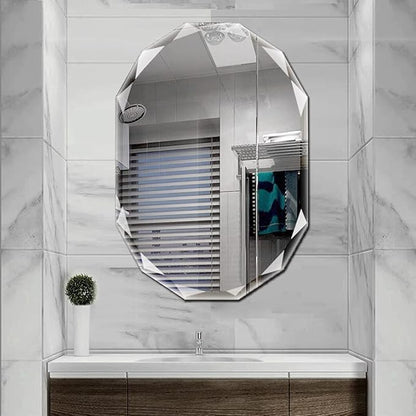 Single Beveled Edge Frameless Wall Mount Bathroom Vanity Mirror, 24” X 36”|Silver|