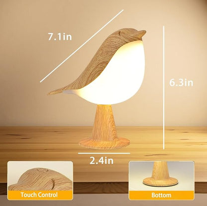 Bird Small Desk Lamp, Night Light for Bedroom, Cordless Table Lamp with 3 Color Temperature and Touch Sensor, Rechargeable Bedside lamp