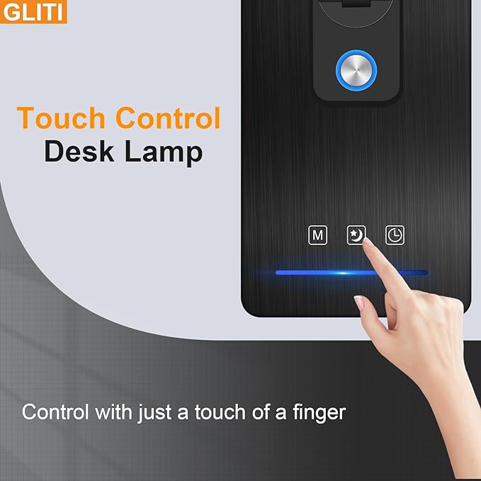LED Desk Lamp, Black Modern Table Lamp, Ideal Gift for Study, Office. Dimmable Desk Lamp for Work, Video Conferencing, Reading and Writing, Arts and Crafts, Nail Art.