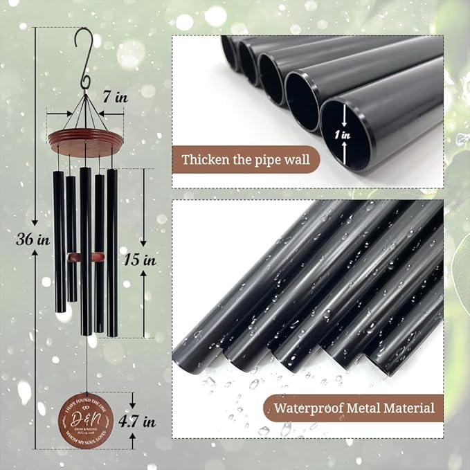 ASTARIN Personalized Wind Chimes Outdoor Deep Tone,35'' Customized Memorial WindChimes for Loss of Loved One,Melody Wind Chime Unique as Sympathy Gift,Home Décor for Garden