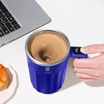 Self Stirring Mug,Self Stirring Coffee Mug,Suitable for Coffee, Milk, Cocoa and Other Beverages,Insulated bottle (Blue, 12 Ounces)