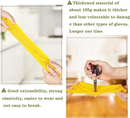 8 Pairs Reusable Household Cleaning Gloves, Rubber Kitchen Dishwashing Gloves,Extra Thickness, Long Sleeves, for Washing Dishes, Pet Care(Large, Yellow)