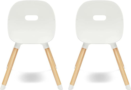 Lalo The Play Chair, Wooden and Non-Toxic Plastic Kids and Toddler Chair - Sturdy Bucket Seat and Easy to Clean Kids Chair with up to 200 lb. Weight Capacity, Set of 2 - Coconut