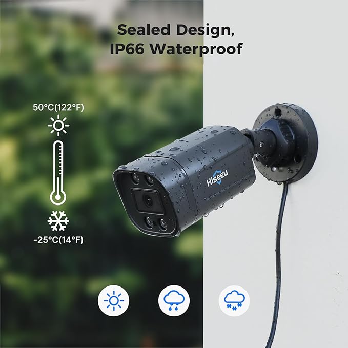 Hiseeu 3K Wired Outdoor Security Camera System with Audio,5MP 8CH Surveillance DVR,8 X5MP IP66 Weatherproof Cameras & 1TB HDD,Dual Light,Human/Vehicle Detection,Smart Playback for Home Security