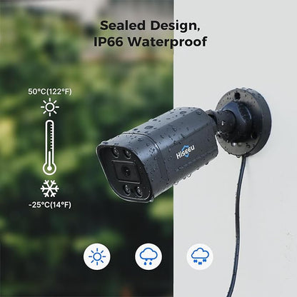 Hiseeu 3K Wired Outdoor Security Camera System with Audio,5MP 8CH Surveillance DVR,8 X5MP IP66 Weatherproof Cameras & 1TB HDD,Dual Light,Human/Vehicle Detection,Smart Playback for Home Security