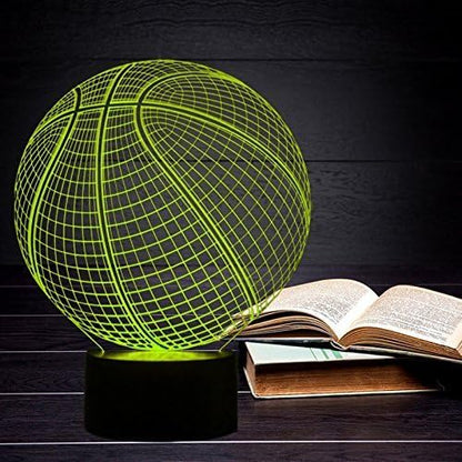 Basketball 3D Illusion Lamp, LED Night Lights for Kids Birthday Gift 7 Color Changing Touch Switch Xmas Decoration Nightlight Children Room Bedroom Decorations Toys for Sports Theme Fans