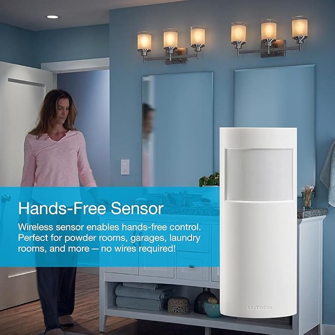 Lutron Caseta Smart Lighting Vacancy Motion Sensor, Manually Turns On, Automatically Turns Off, For Dimmers, Switches, and Fans No Wires Required, PD-VSENS-WH, White