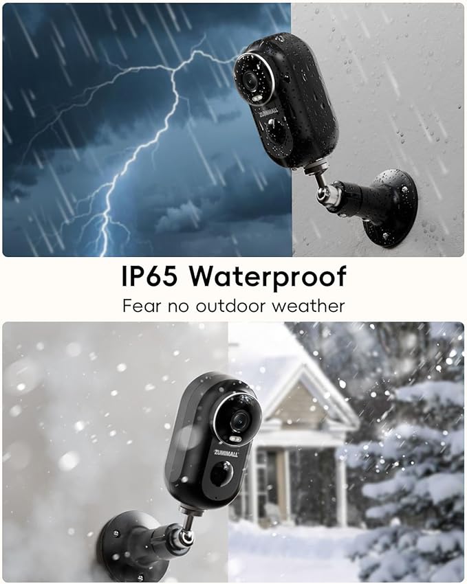 ZUMIMALL Security Cameras Wireless Outdoor, 4 Packs, 2K Cameras for Home Security, Outdoor/Indoor Camera Battery Powered, 2.4G WiFi, Magnetic Mount,3MP Color Night Vision/Siren/PIR/AI/Cloud/Alexa
