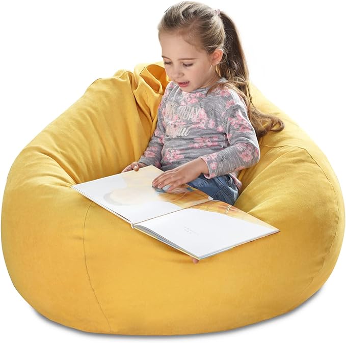 YuppieLife Stuffed Animals Bean Bag Chair Cover Candy-Colored Bean Bag（Just Cover, No filling）/Large Stuff 'n Sit Organization/Toy Storage Bag/Kids Toys Organizer（38'',Ginger）