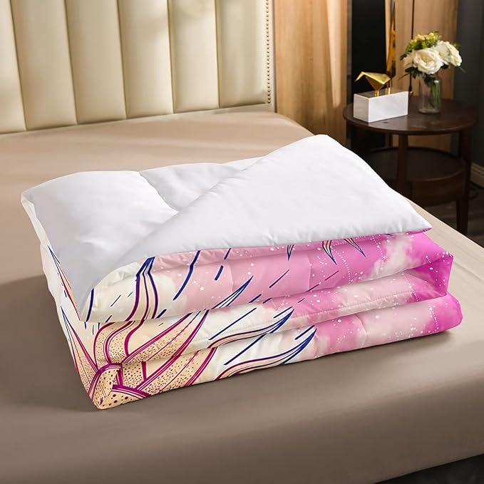 Sun and Moon Comforter Set King Stars Constellation Galaxy Bedding Set,Pink Blue Pastel Clouds Tie Dye Comforter for Kids Girls Women Boho Hippie Psychedelic Celestial Astrology Quilt Duvet Set 3 Pcs