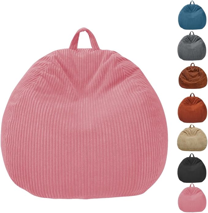Bean Bag Chairs (No Filler),Bean Bag Cover,Stuffed Animal Storage Toddler Bean Bag for Adults,Kids,Teens,Large Bean Bag for Pink